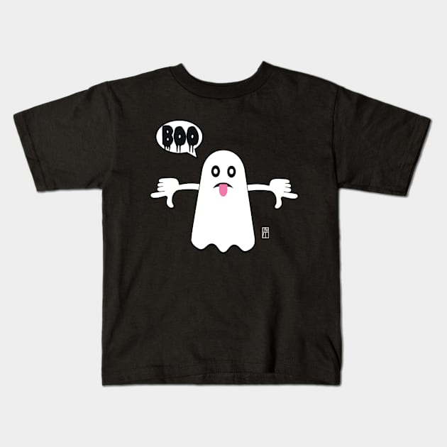 Ghost Of Disapproval - Unhappy​ Ghost​ Saying​ BOO! and showing tongue Kids T-Shirt by ArtProjectShop